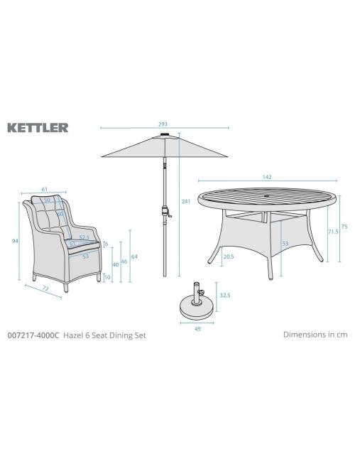 Kettler Hazel 6 Seater Dining Set with Parasol