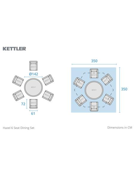 Kettler Hazel 6 Seater Dining Set with Parasol