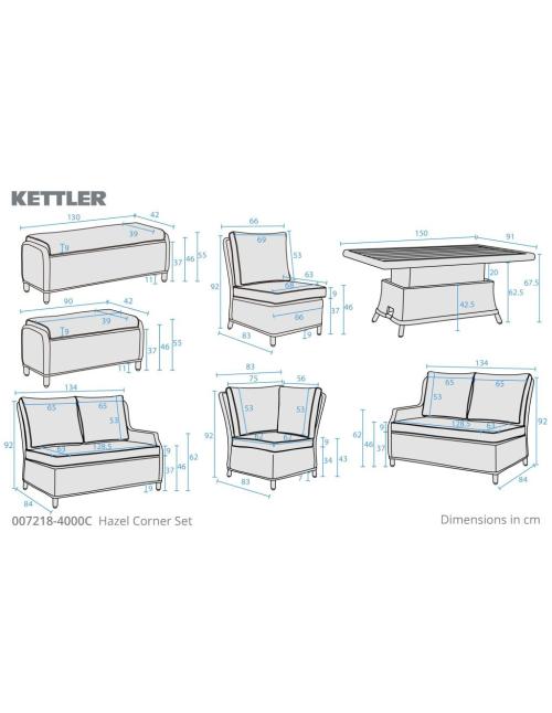 Kettler Hazel Corner Set with High/Low Table &...