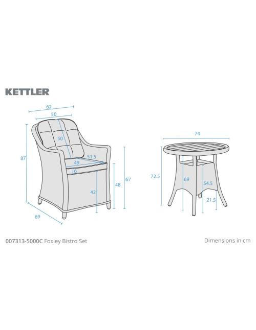 Kettler Foxley 2 Seater Bistro Set