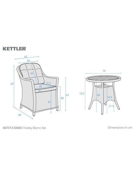 Kettler Foxley 2 Seater Bistro Set