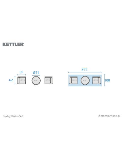 Kettler Foxley 2 Seater Bistro Set