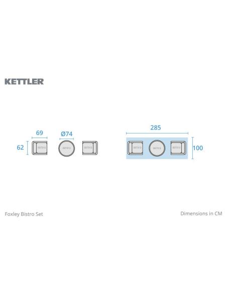 Kettler Foxley 2 Seater Bistro Set