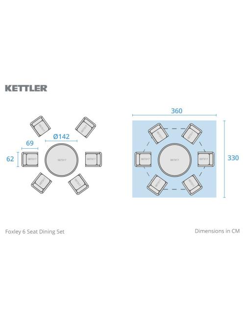 Kettler Foxley 6 Seater Dining Set with Parasol