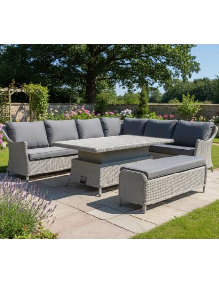 Kettler Foxley Rectangular Corner Set with High/Low Table & Bench