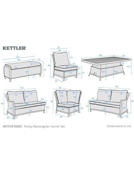 Kettler Foxley Rectangular Corner Set with High/Low Table & Bench