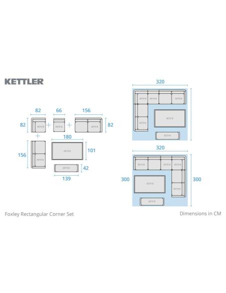 Kettler Foxley Rectangular Corner Set with High/Low Table & Bench