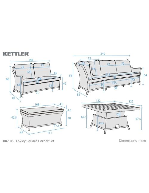 Kettler Foxley Square Corner Set with High/Low...