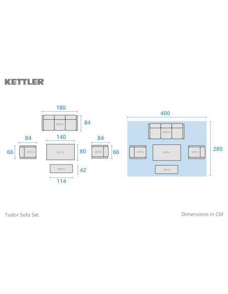 Kettler Tudor 3 Seat Sofa Set with Reclining Chairs
