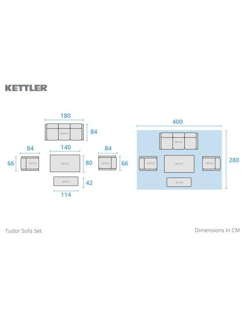 Kettler Tudor 3 Seat Sofa Set with Lounge...