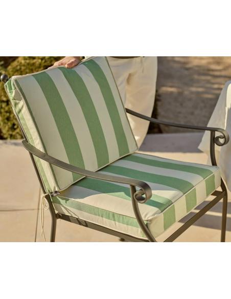 Neptune Cheltenham Carver Chair with Green Striped Cushions Set