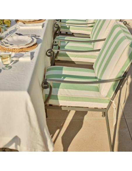 Neptune Cheltenham Carver Chair with Green Striped Cushions Set
