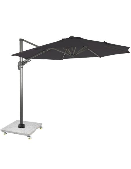 Bramblecrest Chichester 3m Round Side Post Parasol with Cover & 90kg Moveable Base - Grey
