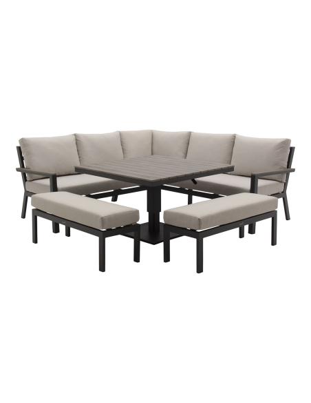 Bramblecrest Zurich Anthracite Square Casual Dining Set with Piston Adjustable Table