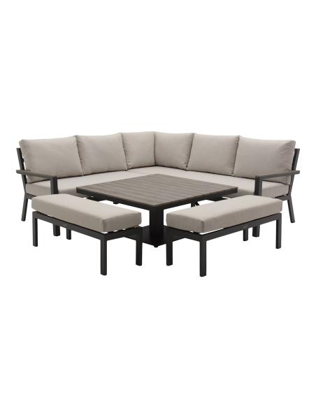 Bramblecrest Zurich Anthracite Square Casual Dining Set with Piston Adjustable Table