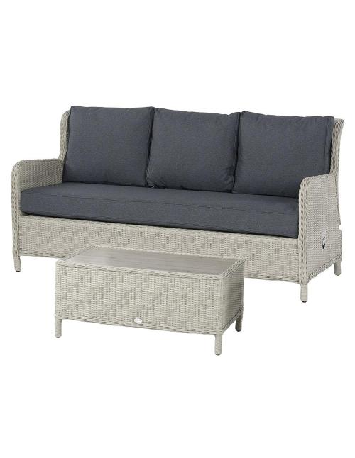 Bramblecrest Chedworth Dove Grey Reclining 3 Seat Sofa & Coffee Table