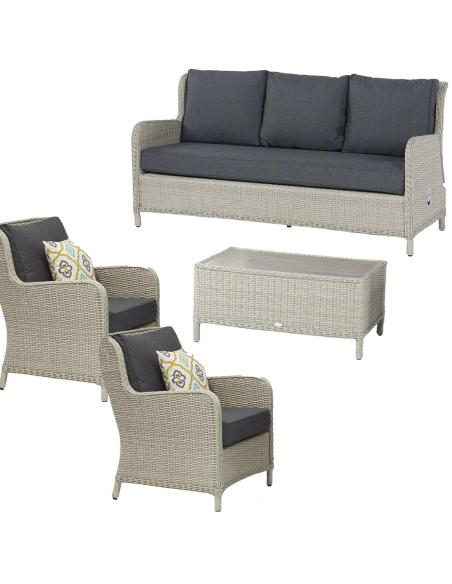 Bramblecrest Chedworth Dove Grey Reclining 3 Seat Sofa, Sofa Chairs & Coffee Table