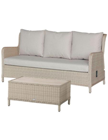 Bramblecrest Chedworth Sandstone Reclining 3 Seat Sofa & Coffee Table