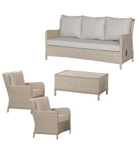 Bramblecrest Chedworth Sandstone Reclining 3 Seat Sofa, Sofa Chairs & Coffee Table