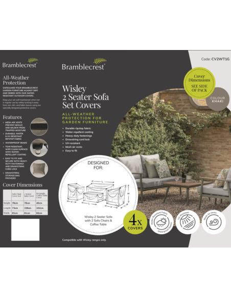 Bramblecrest Wisley 2 Seater Sofa, 2 Sofa Chairs & Coffee Table Set Covers CV2WT1G