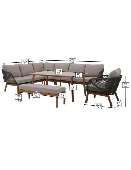 Bramblecrest Helsinki L Shape Sofa Casual Dining Set - Fern Green
