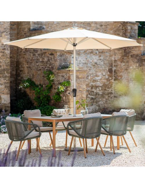 Bramblecrest Helsinki 6 Seater Rectangular Dining Set with Parasol