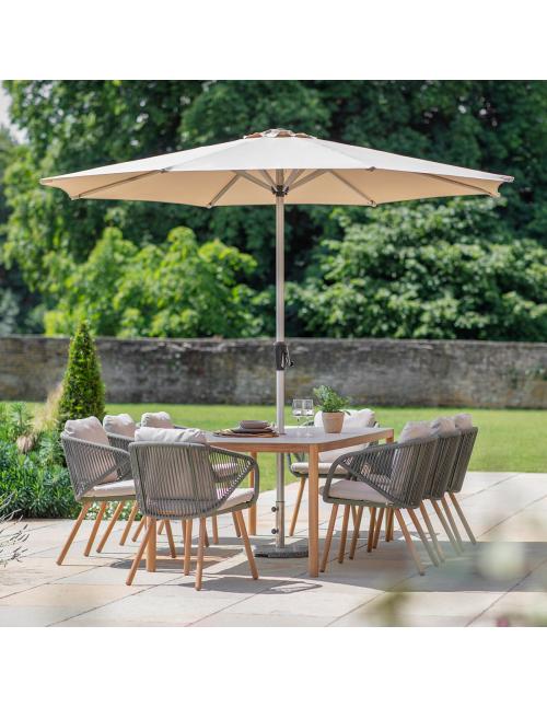 Bramblecrest Helsinki 8 Seater Rectangular Dining Set with Parasol