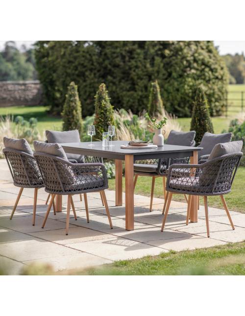 Bramblecrest Malmo 6 Seater Rectangular Dining Set - Charcoal