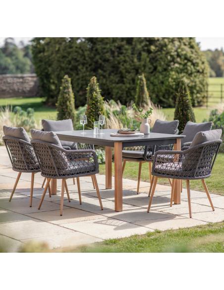 Bramblecrest Malmo 6 Seater Rectangular Dining Set - Charcoal