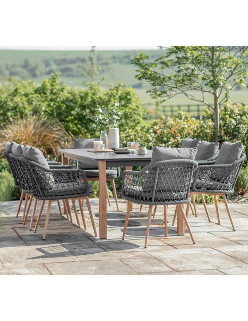 Bramblecrest Malmo 8 Seater Rectangular Dining Set - Charcoal