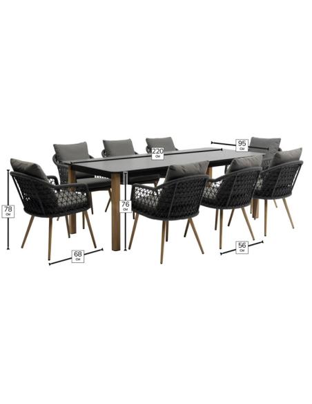 Bramblecrest Malmo 8 Seater Rectangular Dining Set - Charcoal