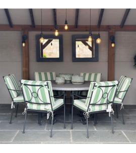 Cheltenham 6 Seater Round Dining Set - Green Striped