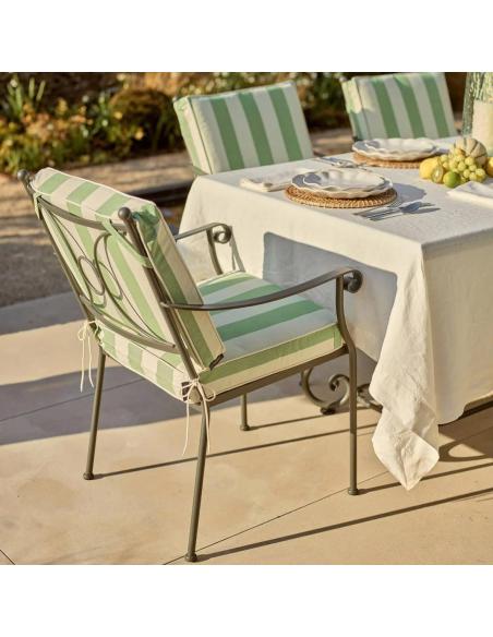 Cheltenham 6 Seater Round Dining Set - Green Striped