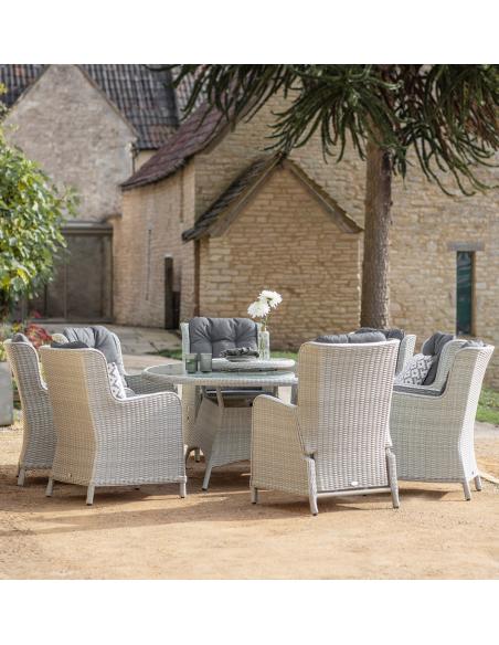Bramblecrest Chedworth Dove Grey 8 Seater Dining Set with Parasol