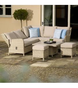 Bramblecrest Chedworth Sandstone Reclining Mini Sofa with Table & Stools