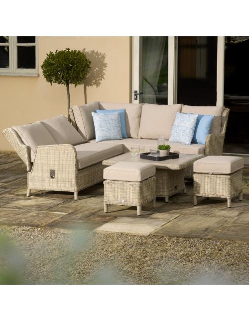 Bramblecrest Chedworth Sandstone Reclining Mini Sofa with Table & Stools