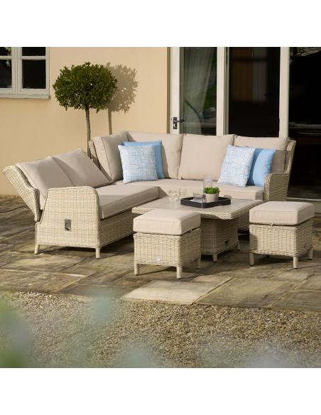 Bramblecrest Chedworth Sandstone Reclining Mini Sofa with Table & Stools