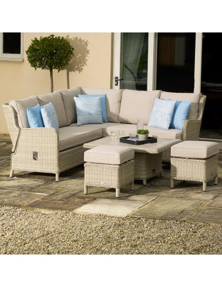 Bramblecrest Chedworth Sandstone Reclining Mini Sofa with Table & Stools