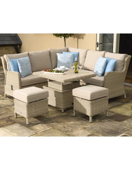 Bramblecrest Chedworth Sandstone Reclining Mini Sofa with Table & Stools