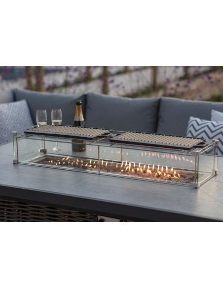 Bramblecrest Tuscan L Shape Sofa with large Firepit Table, Bench and Chair