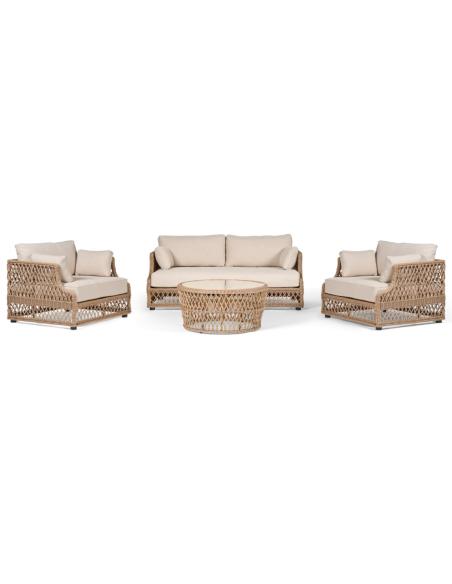 Neptune Longmeadow 4 Seater Wicker Garden Sofa Set with Round Coffee Table