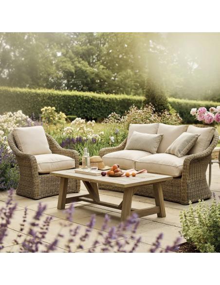 Neptune Purbeck 4 Seater Wicker Garden Sofa & Armchair Set with Coffee Table