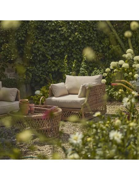 Neptune Longmeadow 2 Seater Wicker Garden Armchair Set with Round Coffee Table