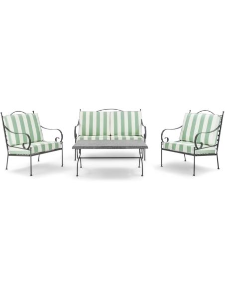 Neptune Cheltenham Sofa Set - Green Striped Cushions