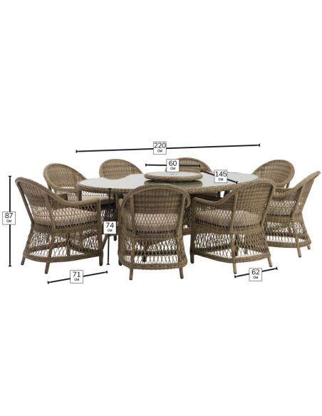 Bramblecrest RHS Rosemoor 8 Seater Elliptical Dining Set - Ex display