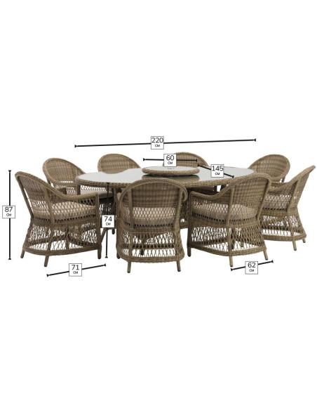 Bramblecrest RHS Rosemoor 8 Seater Elliptical Dining Set with Parasol - Ex display