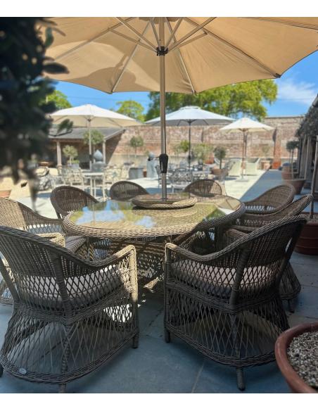 Bramblecrest RHS Rosemoor 8 Seater Elliptical Dining Set with Parasol - Ex display