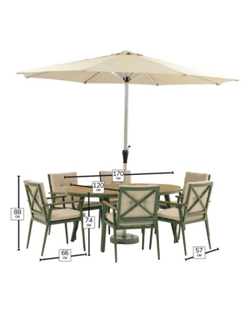 Bramblecrest RHS Wisley 6 Seater Oval Dining Set