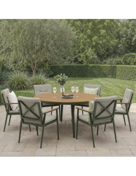 Bramblecrest RHS Wisley 6 Seater Round Dining Set - Sage