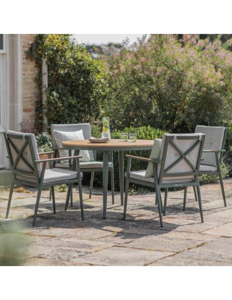 Bramblecrest RHS Wisley 4 Seater Round Dining Set - Sage